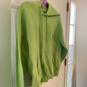 Green zip up jacket